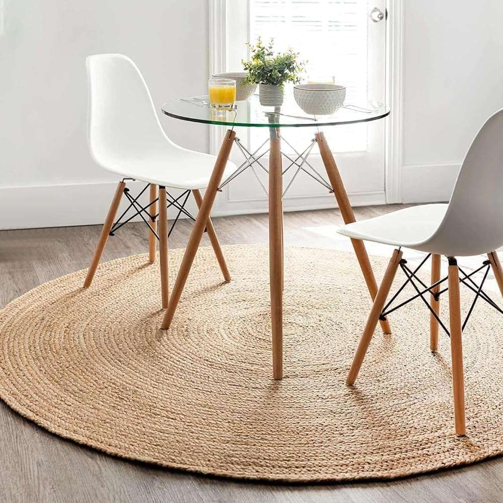 Jute area rug for boho home decor 